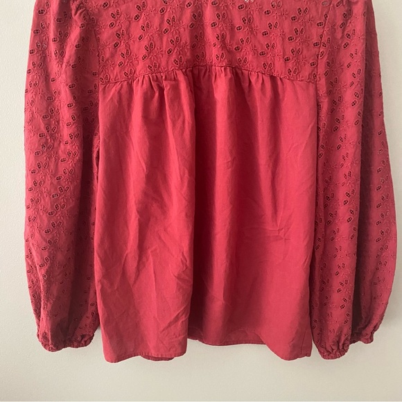 Madewell Pieced Eyelet Mockneck Ruffle Top Red Sz Small - Picture 3 of 10